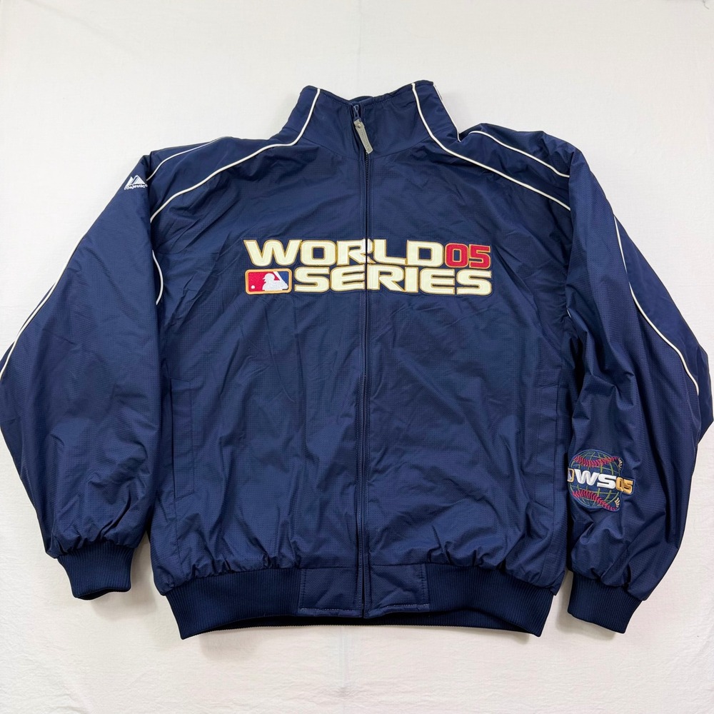 Vintage 2005 World Series Jacket Majestic Men XXL Navy MLB Full Zip Embroidered